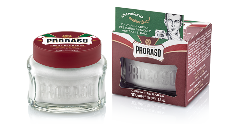 proraso preshave cream jar and box, coarse beard formula
