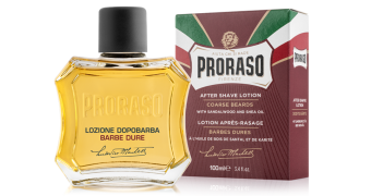 proraso aftershave lotion bottle with box coarse beard formula