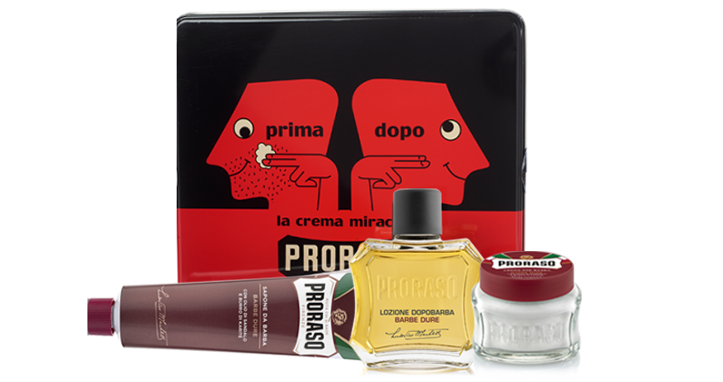 proraso prima dopo gift tin with products in front